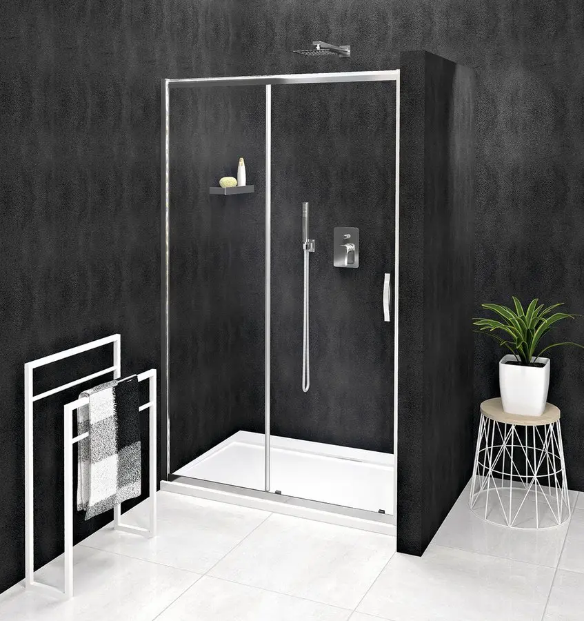 Gelco Sigma - dušas durvis Simply, divdaļīgas 140 cm, Coated Glass, alumīnijs spīdīgs/caurspīdīgs stikls GS1114