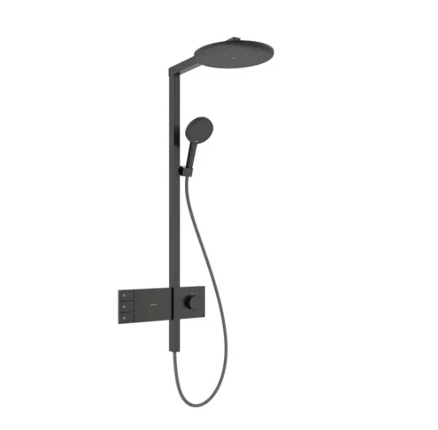 Hansgrohe Raindance Alive S - dušas komplekts ar termostatu, diametrs 30 cm, 3 strūklas veidi, EcoSmart, hroms melns birstēts 24596340
