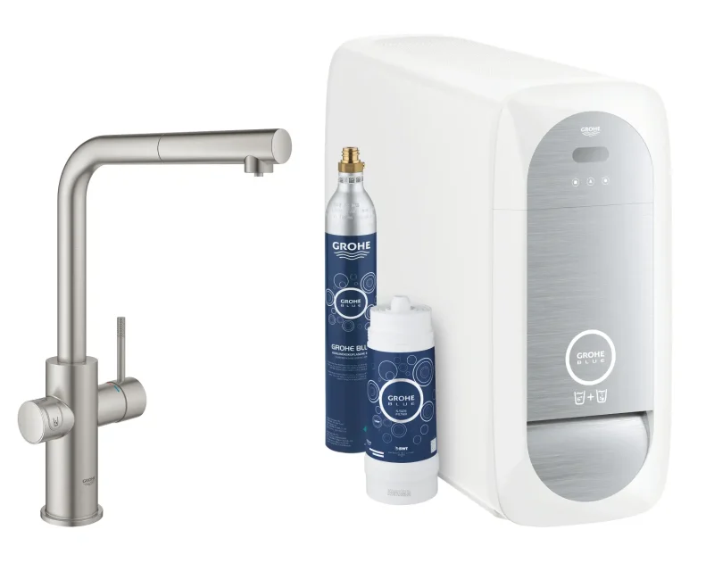 Grohe Blue Home - virtuves izlietnes maisītājs Connected, ar dzesēšanas iekārtu un ūdens filtru, SuperSteel 31539DC0