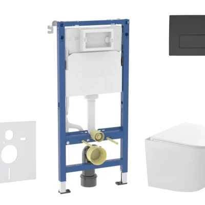 Geberit Duofix - priekšsienas elementu komplekts, kompaktais WC Gaia ar Softclose sēdekli un Delta50 vadības plati, melns matēts SANI11CA5122B