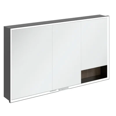Villeroy & Boch My View+ - spoguļskapītis ar LED apgaismojumu 130x75x17 cm, 3 durvis, Arizona ozols/matēti melns B48213VH