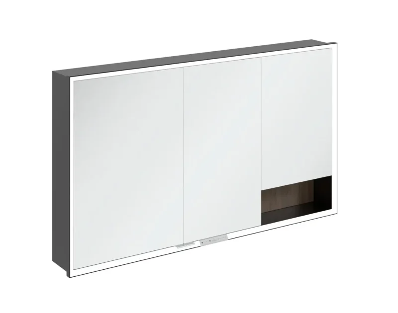 Villeroy & Boch My View+ - spoguļskapītis ar LED apgaismojumu 130x75x17 cm, 3 durvis, Arizona ozols/matēti melns B48213VH