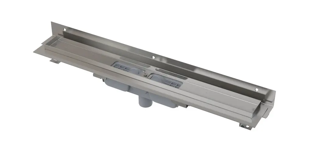 Alcadrain dušas notekas - dušas noteka Flexible Low 95 cm, ar regulējamu apmali pie sienas, vertikāla noteka, nerūsējošais tērauds APZ1104-950