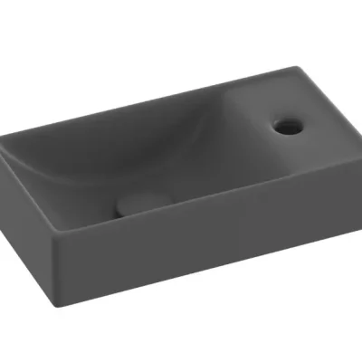 Ravak Veda 400 - rokas izlietne 41x22 cm, bez pārplūdes, maisītāja caurums labajā pusē, antracīts XJXP3240000