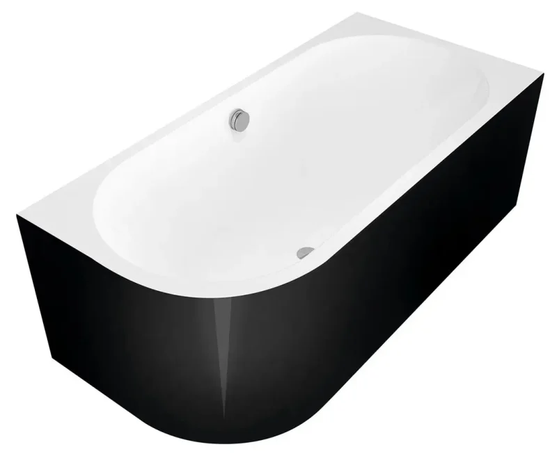 Polysan Monolith - asimetriska vanna Viva R, 180x75x60 cm, labā, balta/melna 72129MB