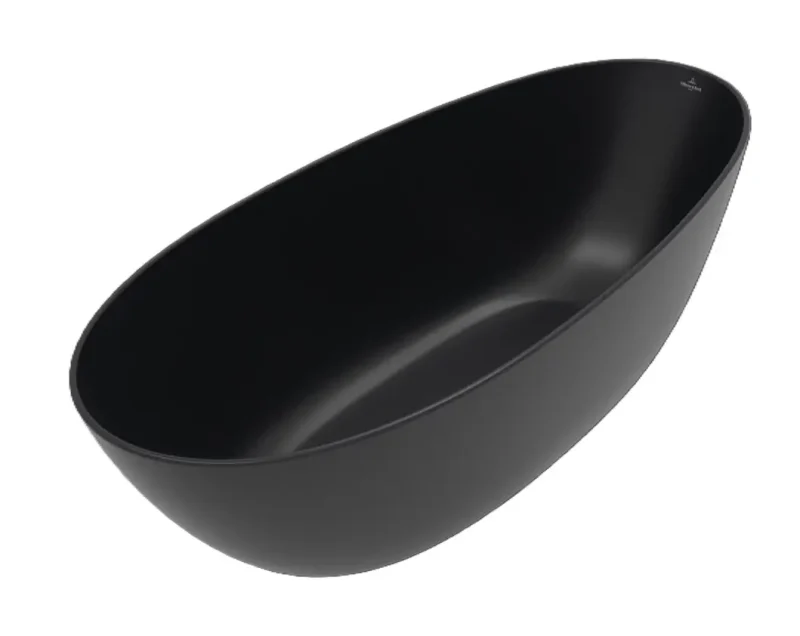 Villeroy & Boch Antao - brīvi stāvoša vanna 170x75 cm, Quaryl, Pure Black UBQ170TAO7V-R7