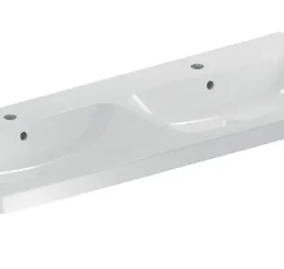 Geberit iCon - dubultā izlietne 120x48 cm, ar pārplūdi, 2 jaucējkrāna caurumiem, balta 501.838.00.1