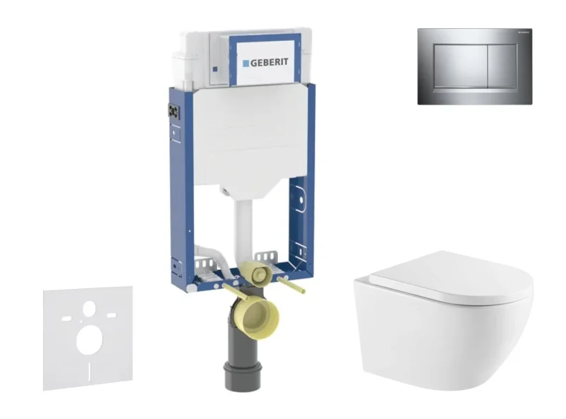 Geberit Kombifix - komplekts ar priekšsienas elementu, Oudee WC un Softclose sēdekli, Sigma20 vadības plati, hroms SANI15CA1145