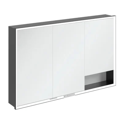 Villeroy & Boch My View+ - spoguļskapītis ar LED apgaismojumu 120x75x17 cm, 3 durvis, Pure White/Matte Black B48212VF