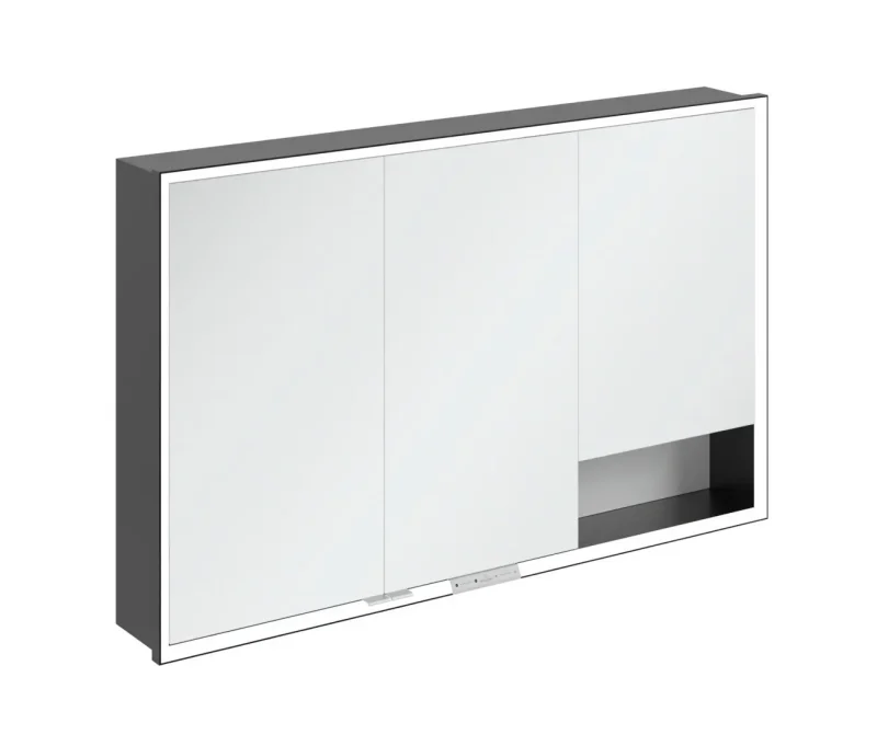 Villeroy & Boch My View+ - spoguļskapītis ar LED apgaismojumu 120x75x17 cm, 3 durvis, Pure White/Matte Black B48212VF