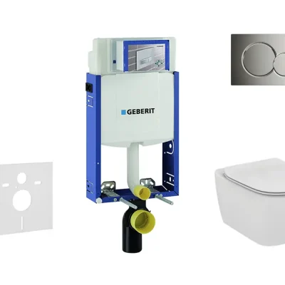 Geberit Kombifix - uzstādīšanas elements sienas WC ar vadības plati SIGMA01, hroms spīdīgs + Ideal Standard Tesi - WC un WC sēdeklis 110.302.00.5 NF2