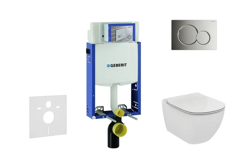 Geberit Kombifix - uzstādīšanas elements sienas WC ar vadības plati SIGMA01, hroms spīdīgs + Ideal Standard Tesi - WC un WC sēdeklis 110.302.00.5 NF2