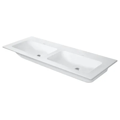 Duravit ME by Starck - mēbeļu dubultizlietne 130x49 cm, ar WonderGliss, balta matēta 23361332601