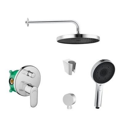 Hansgrohe/Kielle - dušas komplekts ar maisītāju un zemapmetuma iebūves korpusu, hroms SANI21HKK008