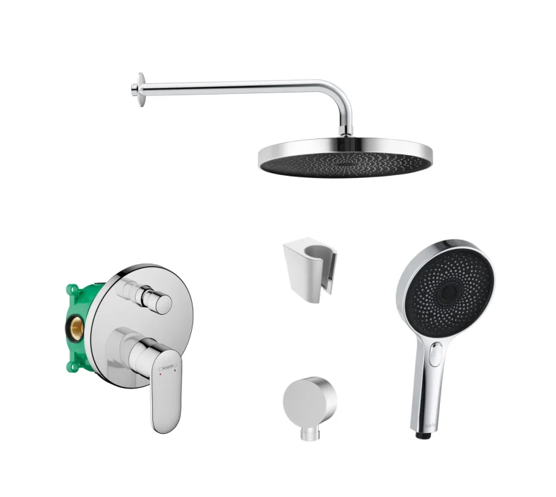Hansgrohe/Kielle - dušas komplekts ar maisītāju un zemapmetuma iebūves korpusu, hroms SANI21HKK008