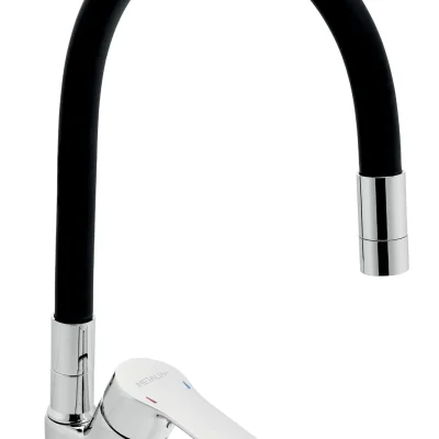Novaservis Metalia 54 - virtuves izlietnes maisītājs ar elastīgu roku, hroms/melns 54014F,0C