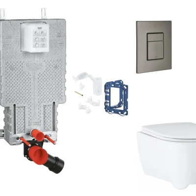 Grohe Uniset - komplekts zemapmetuma elementam, WC ar SoftClose sēdekli, vadības plati Skate Cosmopolitan un Fresh pārveidošanas komplektu, Hard Graphite birstēts SANI15BB5120