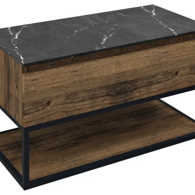 Sapho Skara - izlietnes skapītis 90x50x45 cm, 1 atvilktne, matēti melns/ozols Collingwood CG006-1919