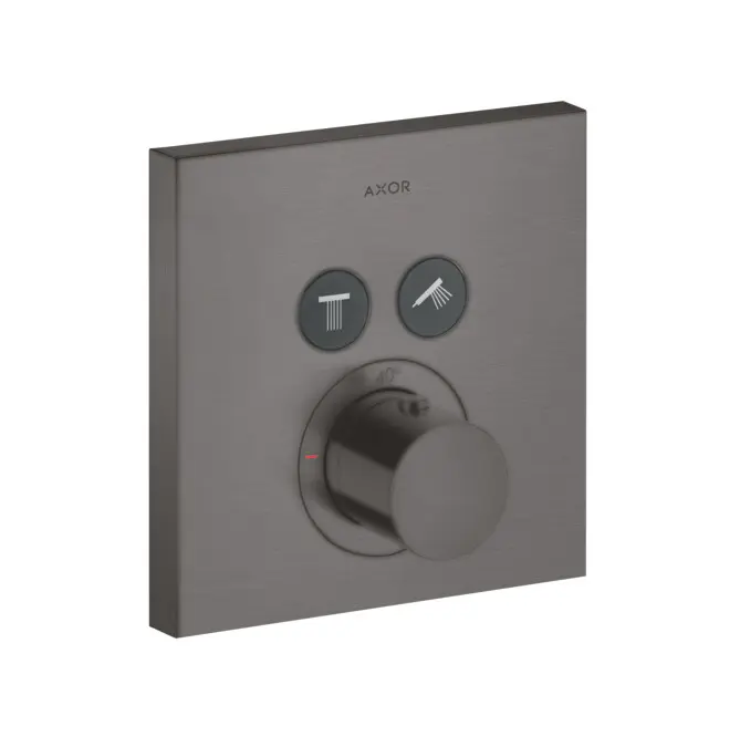 Axor ShowerSelect - zemapmetuma termostats 2 ierīcēm, hroms melns birstēts 36715340