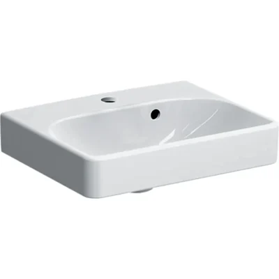 Geberit Smyle Square - izlietne 45x36 cm, ar pārplūdi, 1 jaucējkrāna caurums, balta 500.222.01.1
