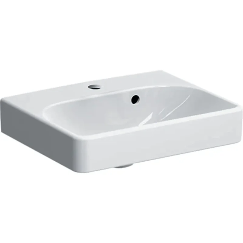 Geberit Smyle Square - izlietne 45x36 cm, ar pārplūdi, 1 jaucējkrāna caurums, balta 500.222.01.1