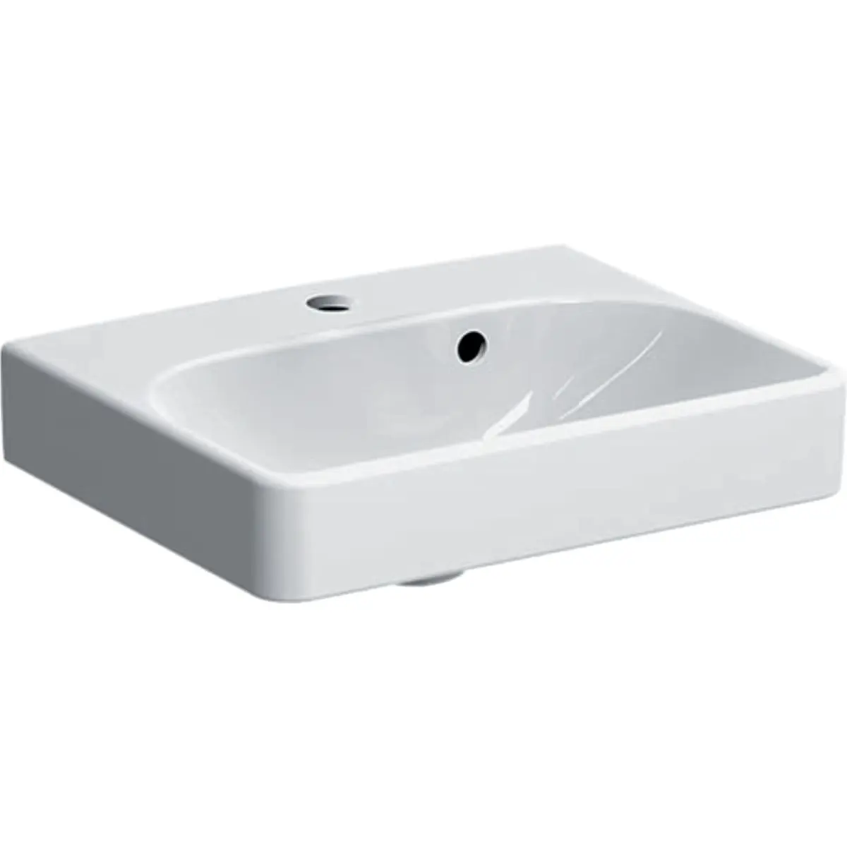 Geberit Smyle Square - izlietne 45x36 cm, ar pārplūdi, 1 jaucējkrāna caurums, balta 500.222.01.1