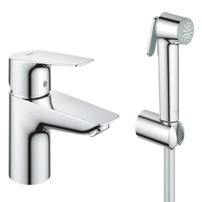 Grohe BauEdge - izlietnes maisītājs ar bidē dušu, hroms 23757001