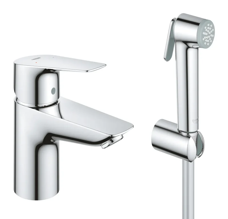 Grohe BauEdge - izlietnes maisītājs ar bidē dušu, hroms 23757001