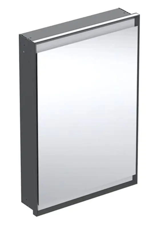 Geberit ONE - spoguļskapis ar LED apgaismojumu, 60x90x15 cm, eņģes kreisajā pusē, iebūvējams, matēti melns 505.800.00.7