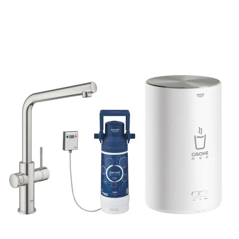 Grohe Red - virtuves izlietnes maisītājs Duo ar boileri un ūdens filtru, boilera izmērs M, SuperSteel 30327DC1