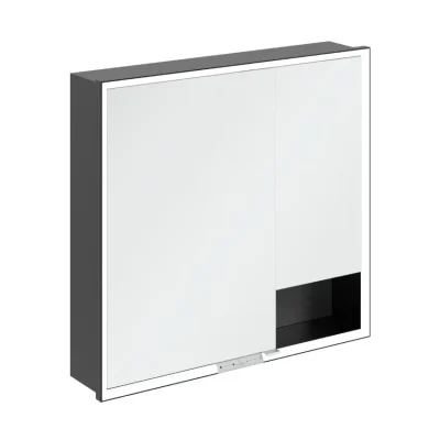 Villeroy & Boch My View+ - spoguļskapis ar LED apgaismojumu 80x75x17 cm, 2 durvis, graphit/melns-matēts B48280VR