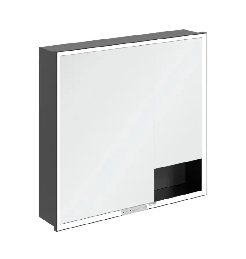 Villeroy & Boch My View+ - spoguļskapis ar LED apgaismojumu 80x75x17 cm, 2 durvis, graphit/melns-matēts B48280VR