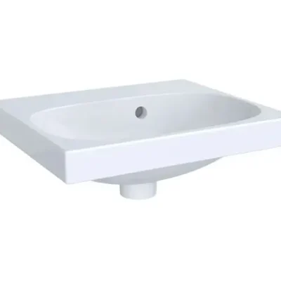 Geberit Acanto - roku mazgājamā izlietne 45x38 cm, ar pārplūdi, bez jaucējkrāna cauruma, balta 504.636.01.1