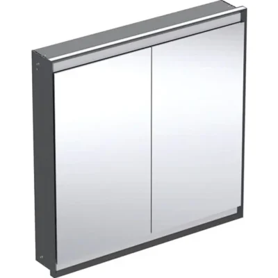 Geberit ONE - spoguļskapis ar LED apgaismojumu, 90x90x15 cm, 2 durvis, iebūvējams, matēti melns 505.803.00.7