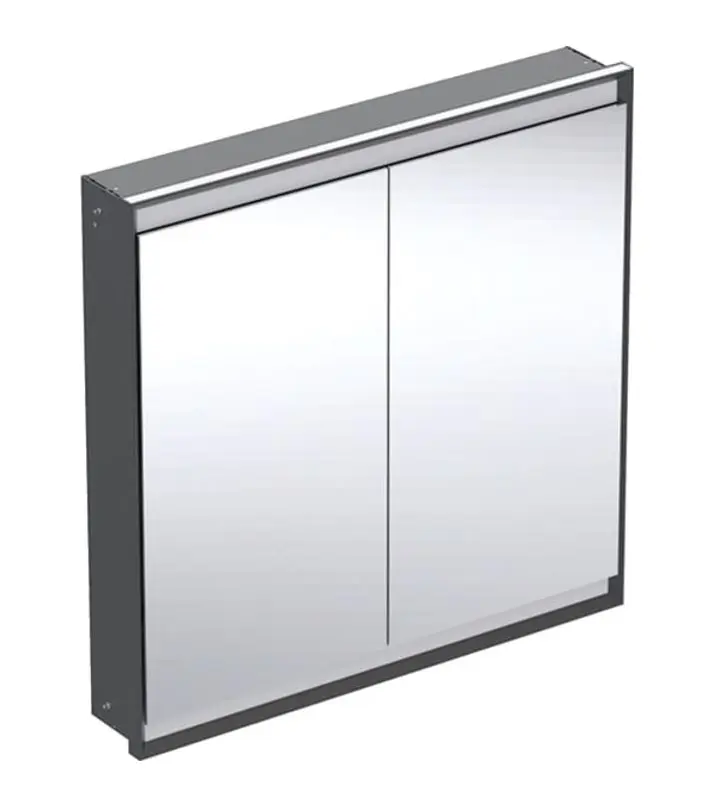 Geberit ONE - spoguļskapis ar LED apgaismojumu, 90x90x15 cm, 2 durvis, iebūvējams, matēti melns 505.803.00.7