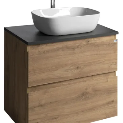 Aqualine Altair - izlietnes skapītis 60x67x45 cm, 2 atvilktnes, ozols emporio/antracīta slāneklis AI370-02