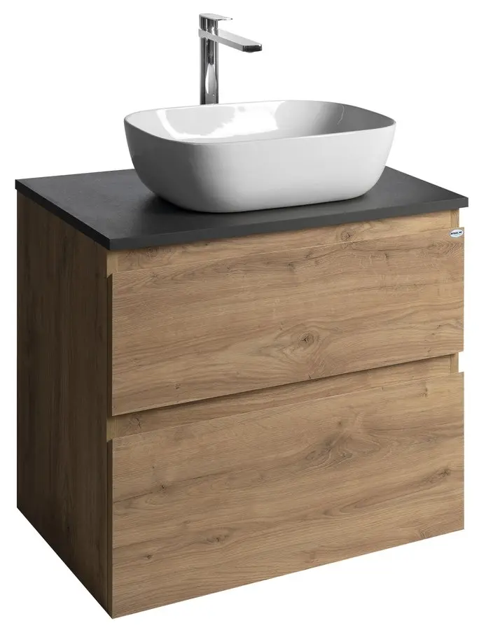 Aqualine Altair - izlietnes skapītis 60x67x45 cm, 2 atvilktnes, ozols emporio/antracīta slāneklis AI370-02