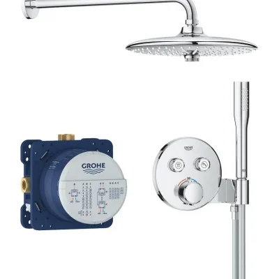 Grohe Precision SmartControl - dušas komplekts ar termostatu zemapmetuma montāžai, diametrs 26 cm, 3 strūklas veidi, hroms 34878000