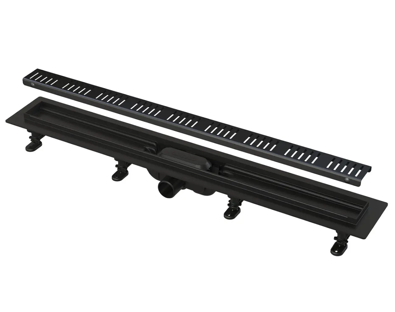 Alcadrain dušas notekas - dušas noteka Simple 75 cm, ar malu perforētam režģim, komplektā režģis, matēti melns APZ10BLACK-750M