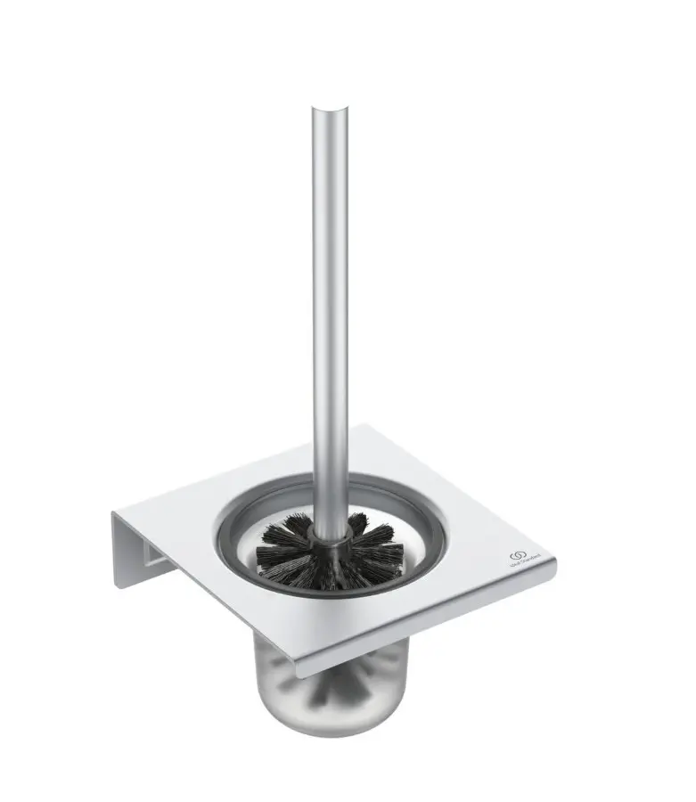 Ideal Standard ALU+ - pie sienas montējama WC birste ar turētāju, matēts stikls/sudrabs BD593SI