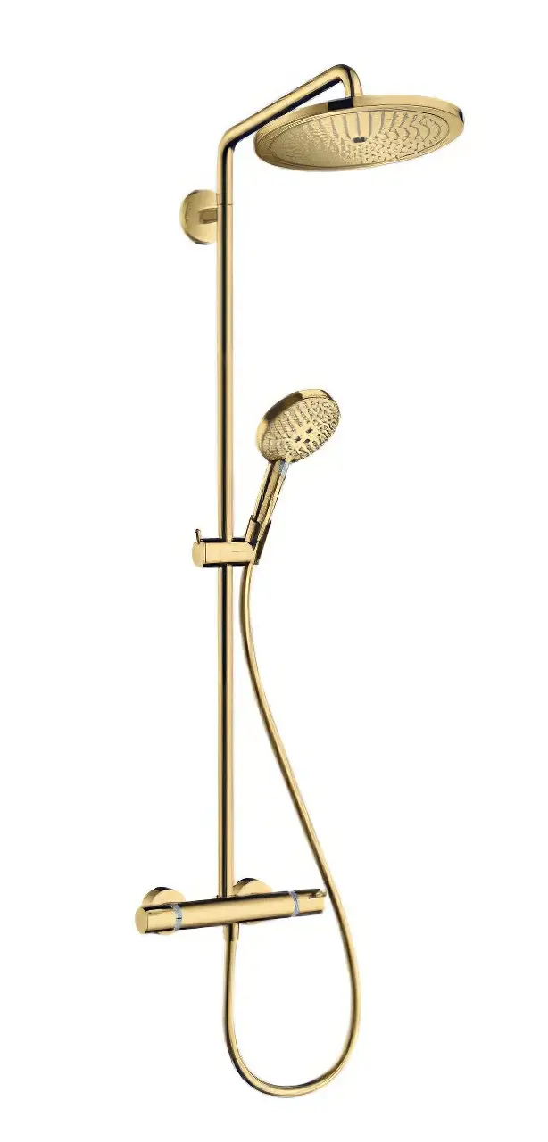 Hansgrohe Croma Select S - dušas kolonna Showerpipe 280 ar termostata maisītāju, EcoSmart, pulēts zelts 26891990