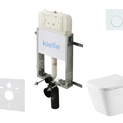 kielle Genesis New - komplekts priekšsienas uzstādīšanai, WC Arkas I, Vortex Rimless+, Softclose sēdeklis un vadības plate Gemini New I, spīdīgi balts 30528SZ73