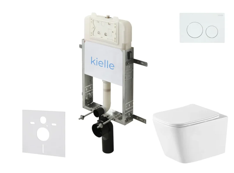 kielle Genesis New - komplekts priekšsienas uzstādīšanai, WC Arkas I, Vortex Rimless+, Softclose sēdeklis un vadības plate Gemini New I, spīdīgi balts 30528SZ73