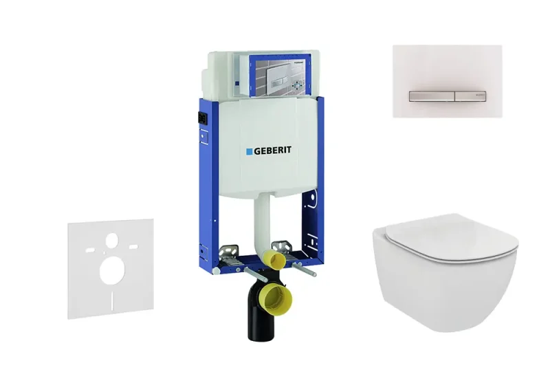 Geberit Kombifix - uzstādīšanas elements sienas WC ar vadības plati SIGMA50, Alpu balts + Ideal Standard Tesi- WC un WC sēdeklis 110.302.00.5 NF8