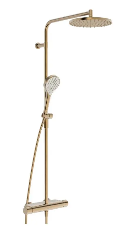 Hansa Viva - dušas komplekts ar termostatu, diametrs 25 cm, 3 strūklas veidi, birstēta bronza 6515920181