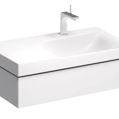 Geberit Xeno 2 - izlietnes skapītis 90 cm ar virsmu, izvelkama atvilktne ar LED apgaismojumu, balts spīdīgs 500.514.01.1