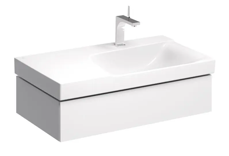 Geberit Xeno 2 - izlietnes skapītis 90 cm ar virsmu, izvelkama atvilktne ar LED apgaismojumu, balts spīdīgs 500.514.01.1