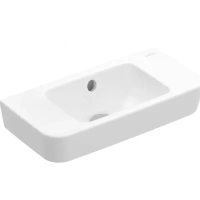 Villeroy & Boch O.novo - rokas izlietne Compact 50x25 cm, ar pārplūdi, bez jaucējkrāna cauruma, AntiBac, CeramicPlus, Alpu balts 434252T2