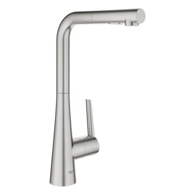 Grohe Zedra - virtuves izlietnes maisītājs ar izvelkamu trauku dušu, SuperSteel 32553DC2