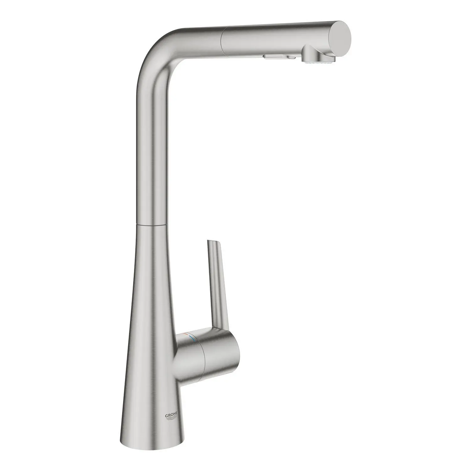 Grohe Zedra - virtuves izlietnes maisītājs ar izvelkamu trauku dušu, SuperSteel 32553DC2